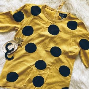 Premise Yellow Polka Dot Sweater Top